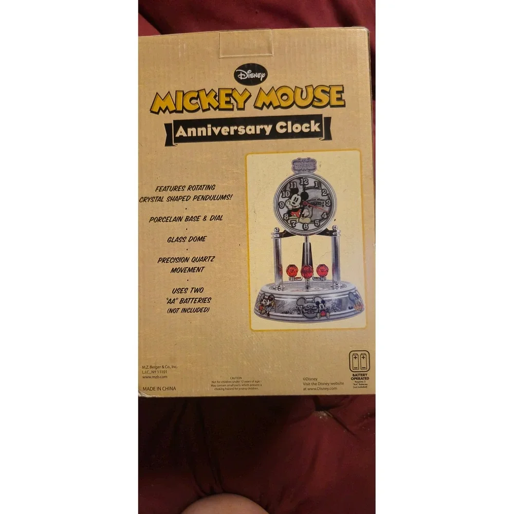 Disney Mickey Mouse Anniversary Clock Porcelain Base Glass Dome DS20775 New